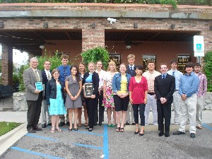 In May the chapter presented scholarships to outstanding students. The presenters and winners are (front row, l-r) Jessica Bush; Lnya Thai; Catherine Varnes; Julia Kauffman; Karen Mok; David Parker; Robert Creech; (back row, l-r) Terry Watkins, chapter scholarship board member; Michael Aldinger; Eli Wilber; Alexandra Biller; Ashley Cook; Rebekah Smyth; Eric Powers; Garret Kiessling; Andrew Passarello; Kyle Olbrich.